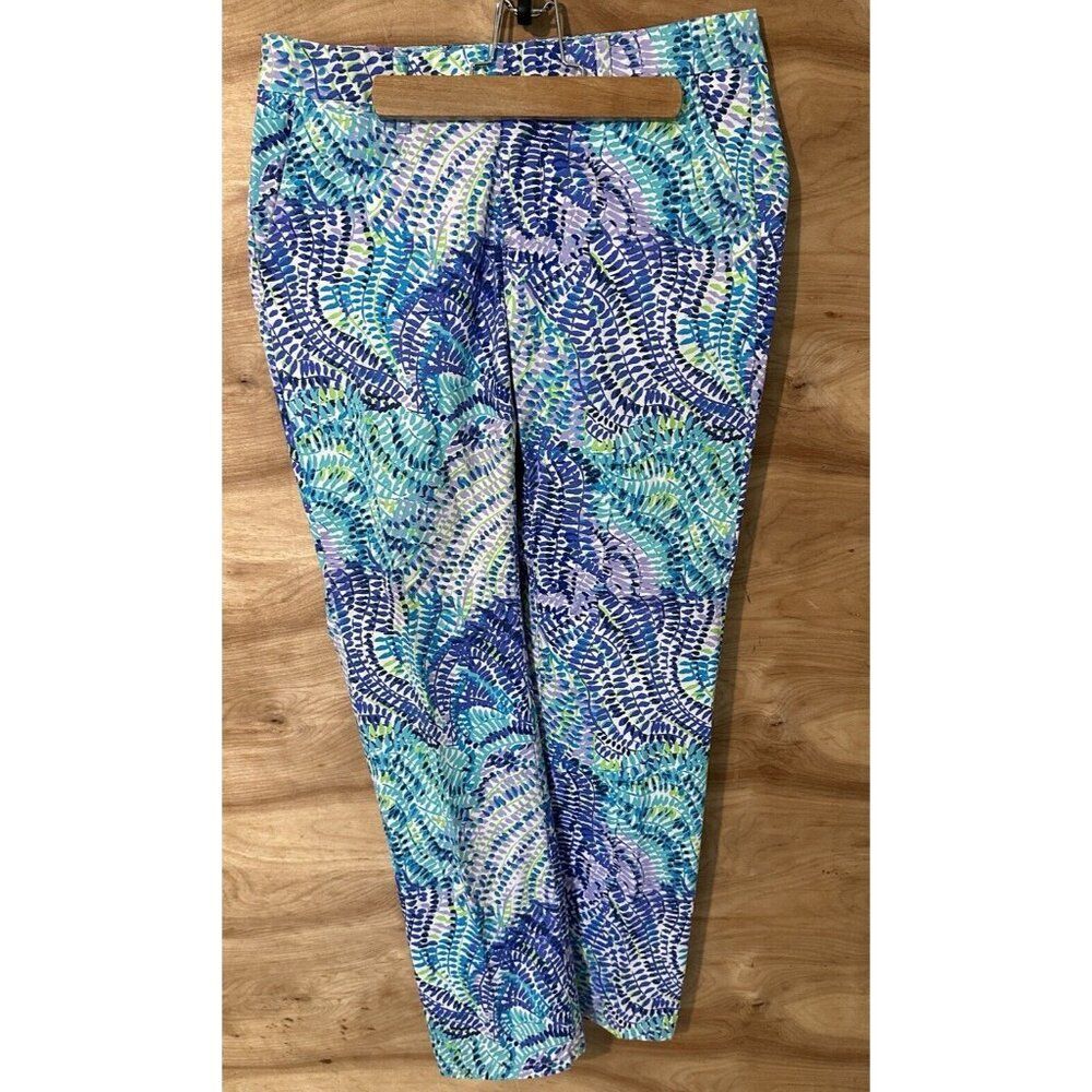 Lily Pulitzer 2 x27”L Shana Stretch Cropped Pant Blue Current Fantasea Colorful